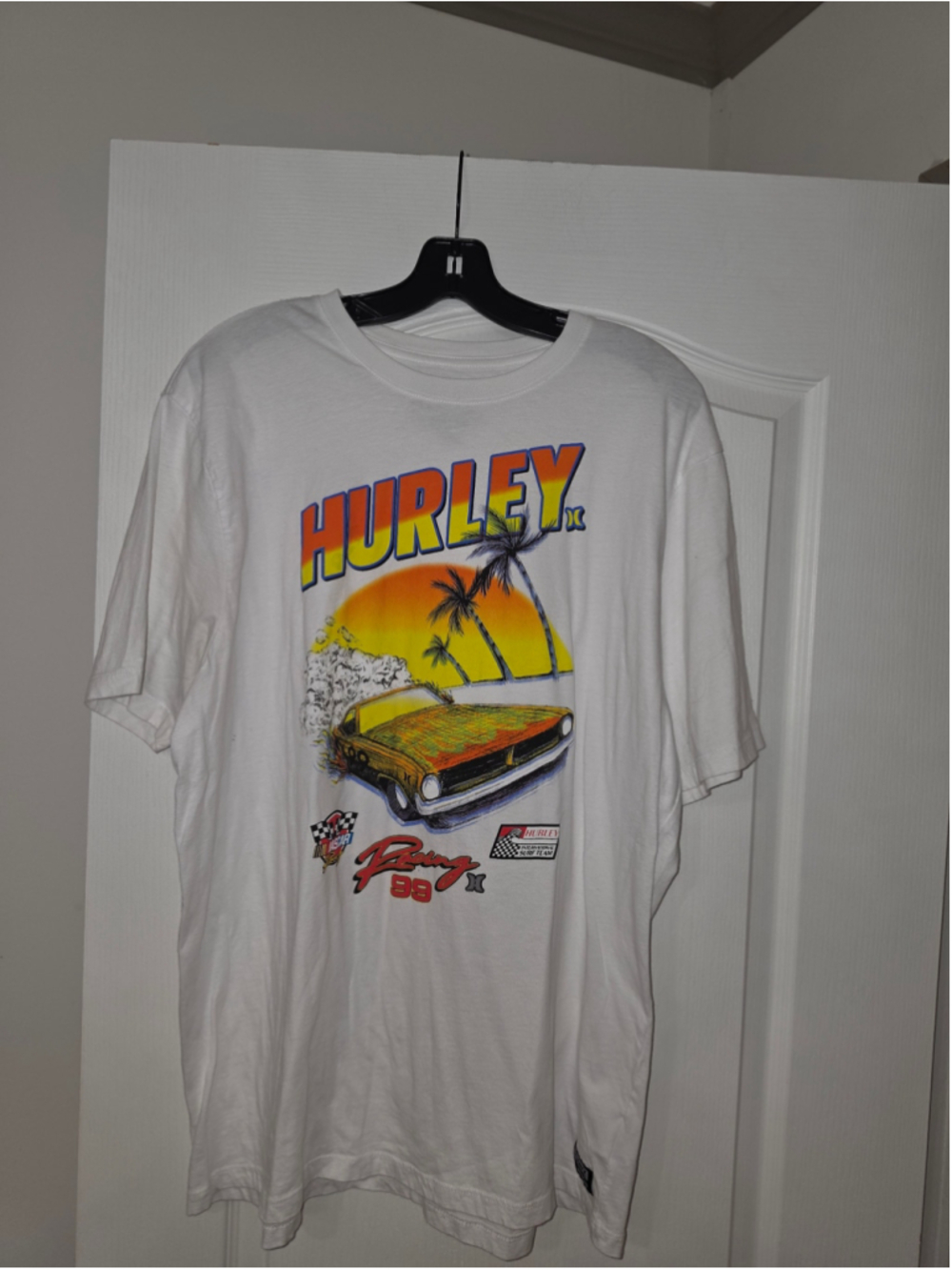 Men's Hurley x NASCAR Graphic Tee Shirt White Orange Size XL